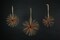 Metal Bursting Star Decorative Hanging Ornaments Set of 3 Rope Hangers